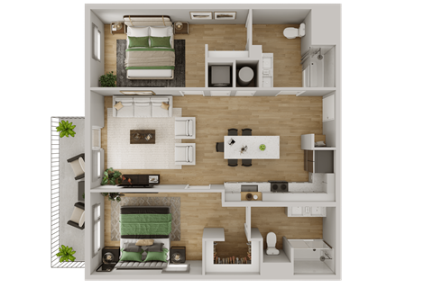a1 floor plan  1 bedroom with 2 baths  1199 square feet